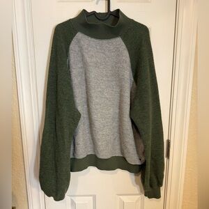 Prana Forest Green and Heather Gray Mock-neck  Sweater